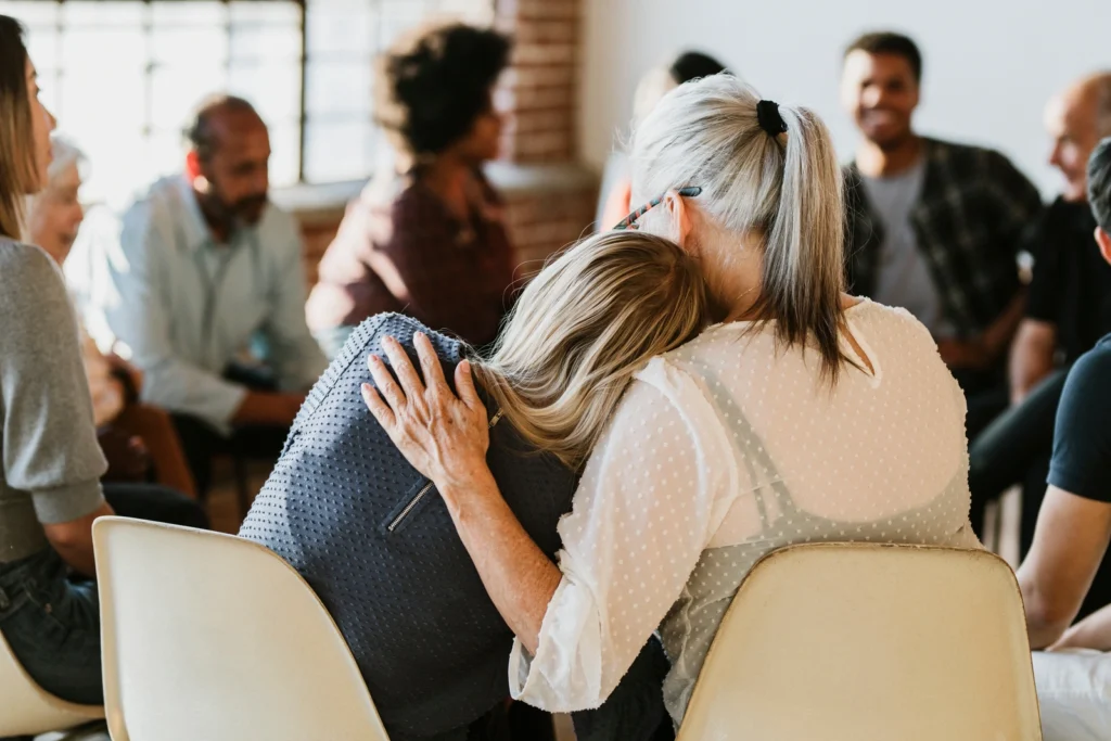 a group offering support to one another