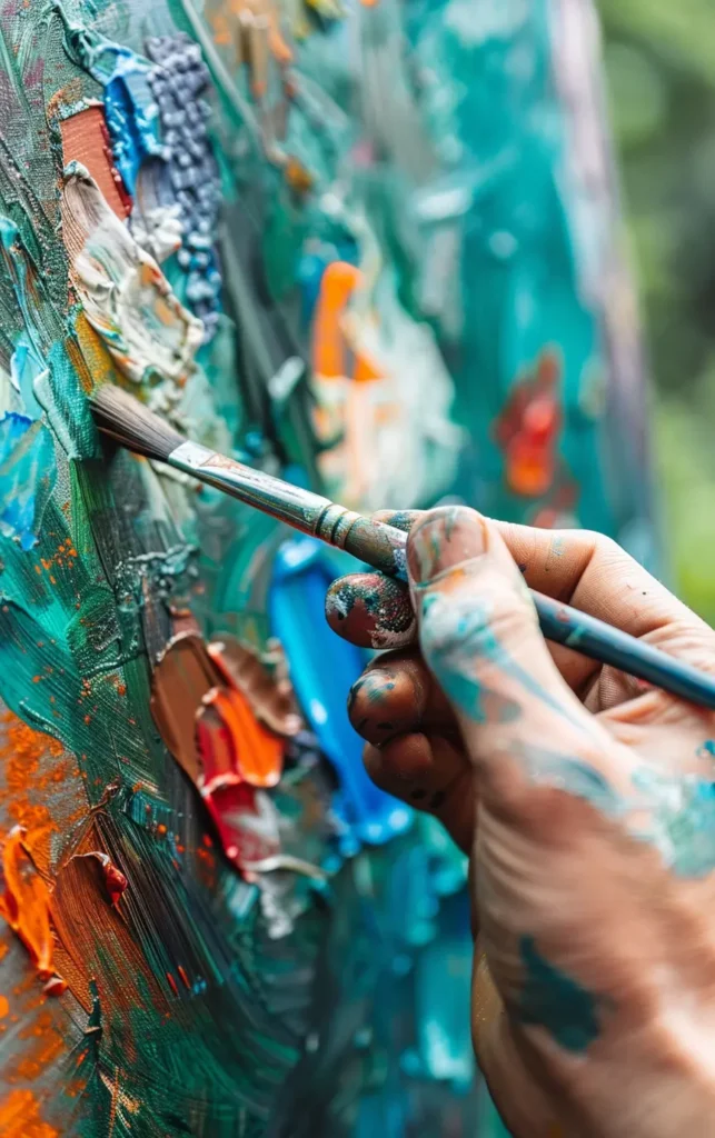 a hand messily painting on a canvas