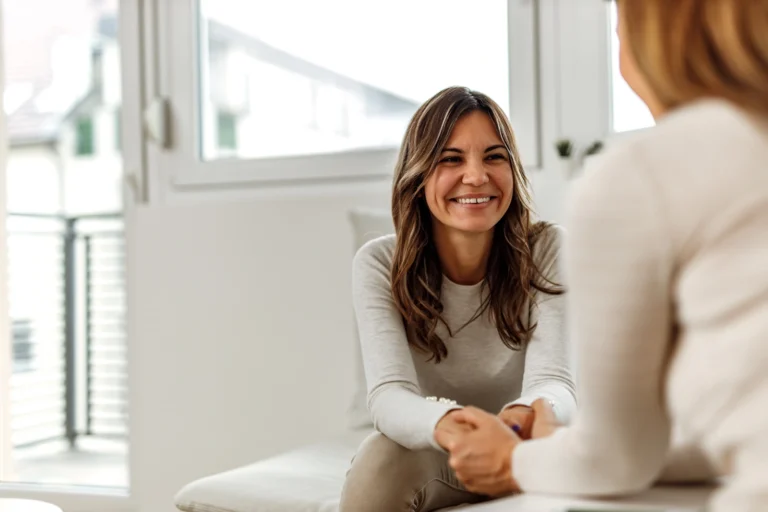 a woman happily receiving treatment